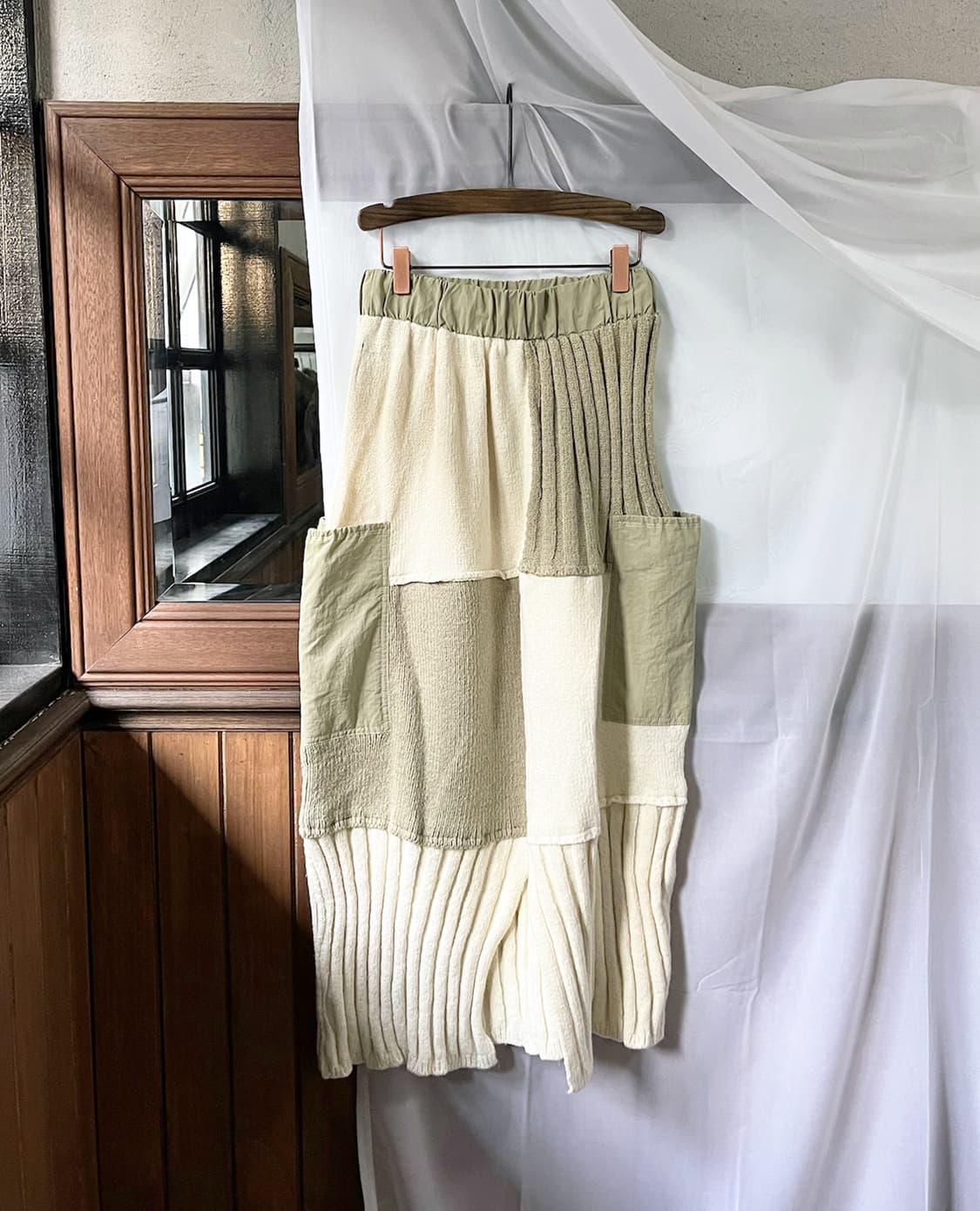 KASTANE patchwork knit mix skirt 상품이미지8