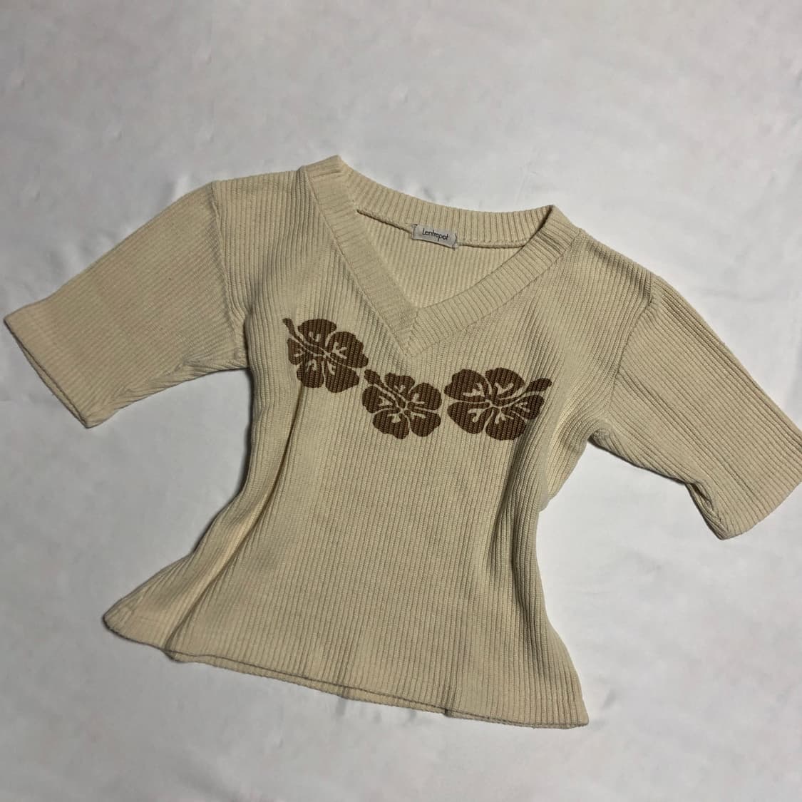 히비스커스 티셔츠 베이지 상품이미지2