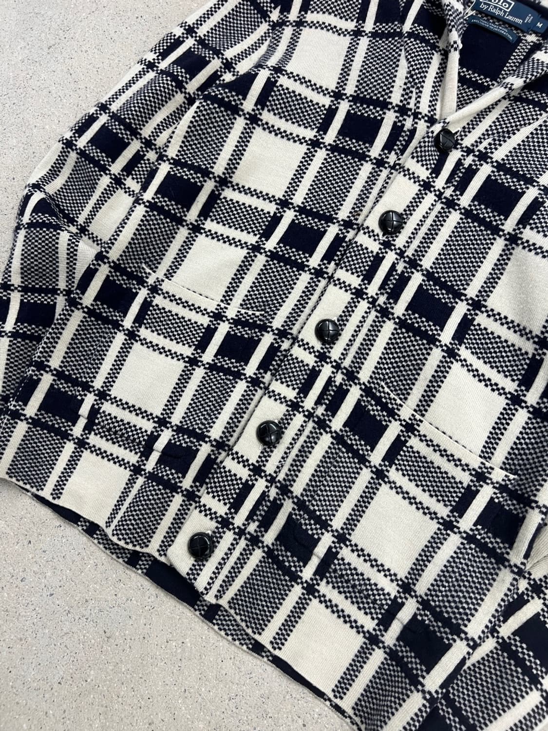 폴로 랄프로렌 램스울 숄카라 체크 가디건 상품이미지4