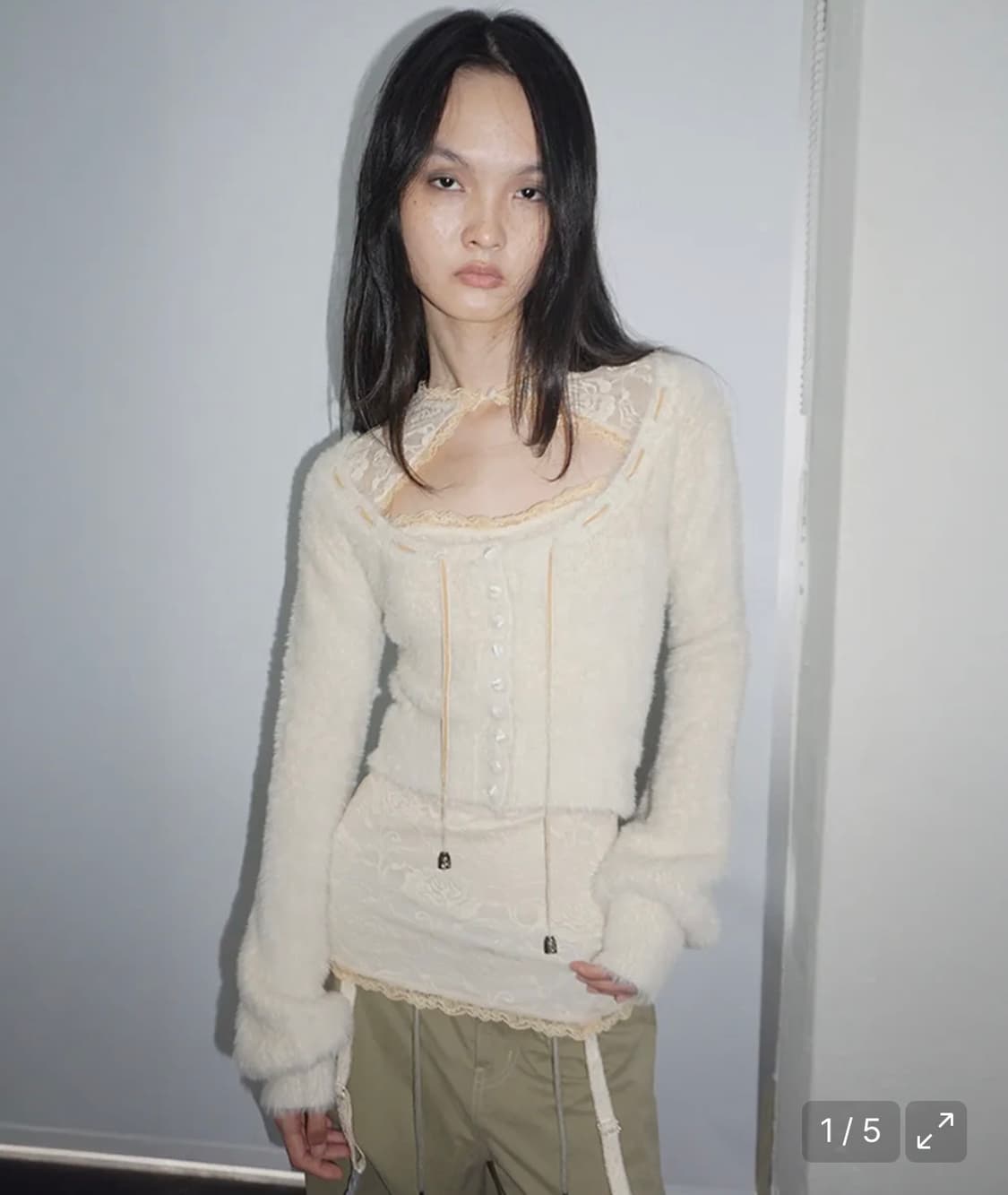 스컬프터 앙고라 니트 가디건 Angora Cardigan Ivory 상품이미지1