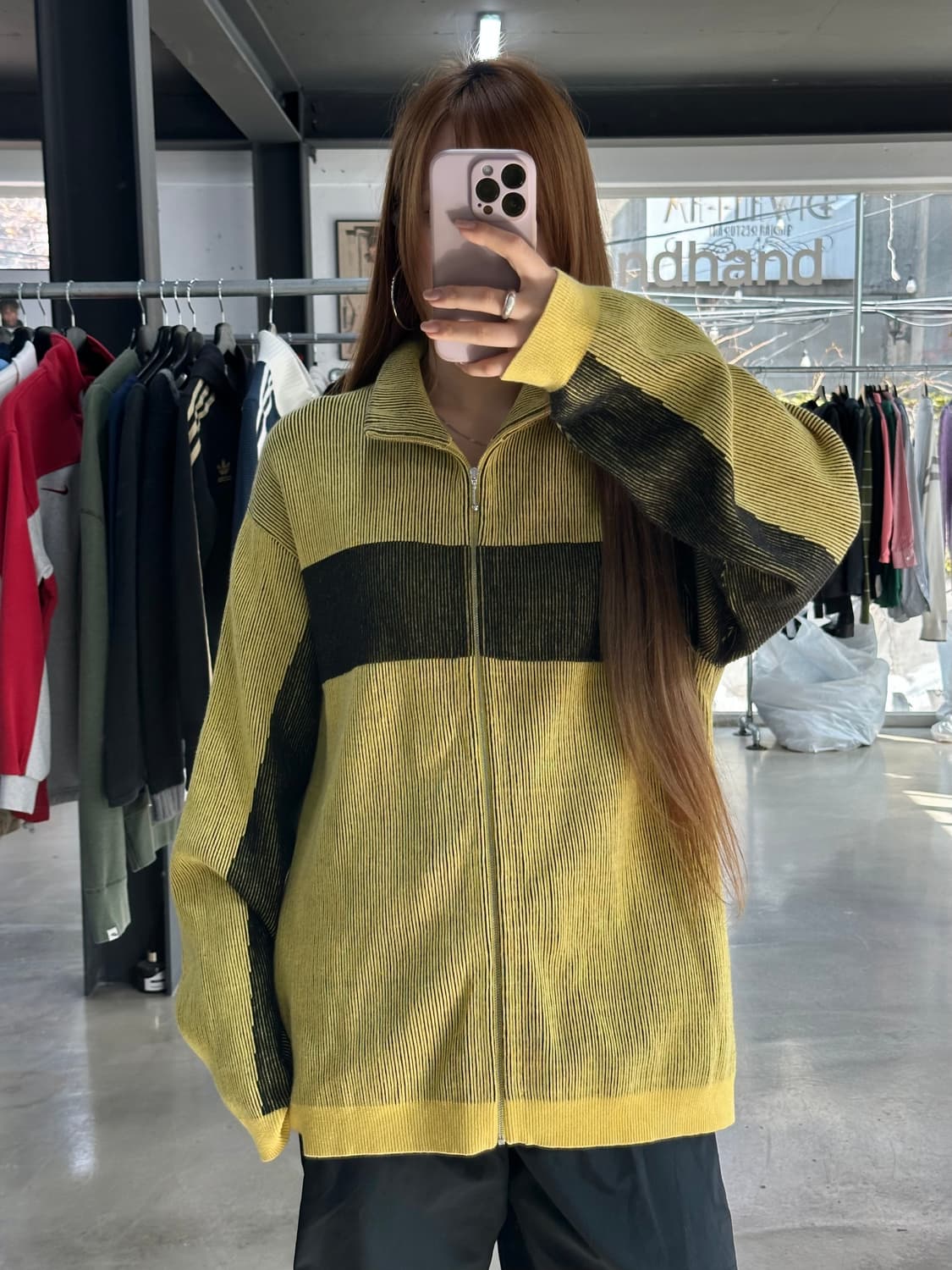 슈프림 22FW 투톤 리브드 집업 스웨터 옐로우 상품이미지5