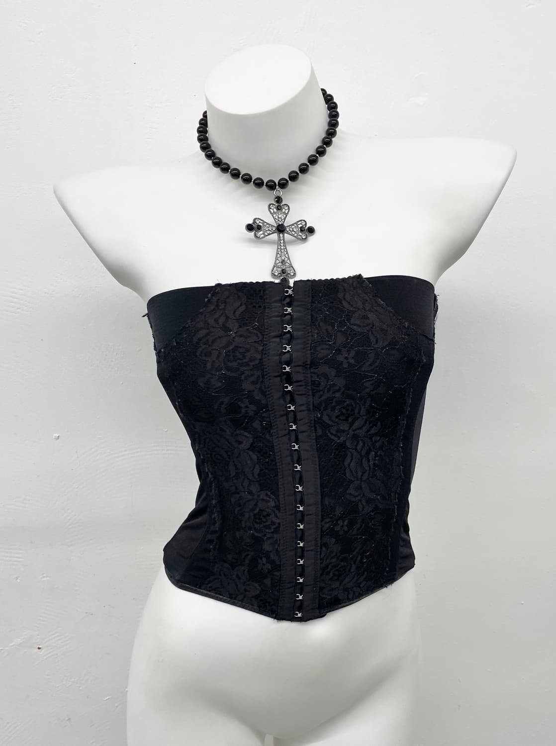 블랙 고딕 레이스 코르셋 상품이미지1