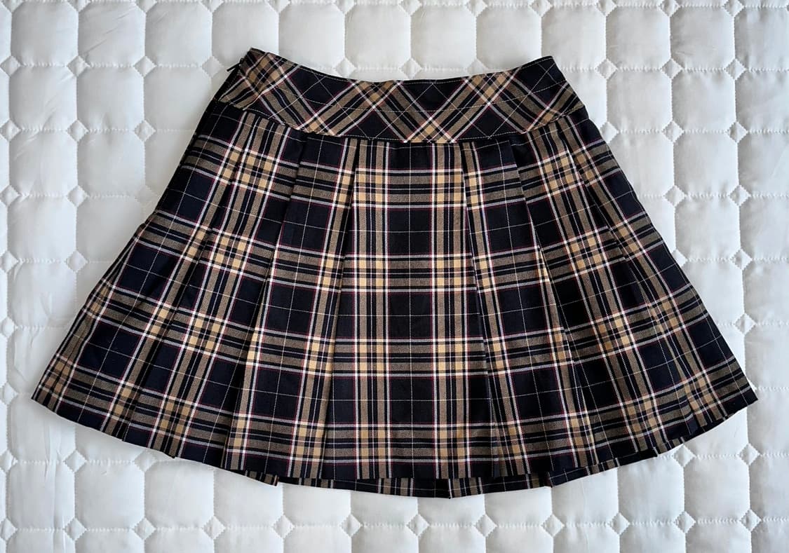 체크 플리츠 스커트 리본 장식 상품이미지3