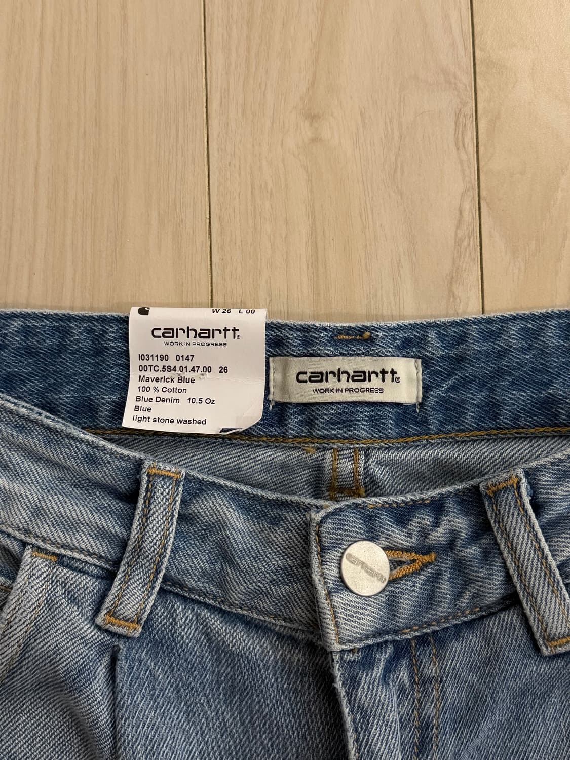 칼하트WIP 스톤워시드 데님팬츠 연청 상품이미지3