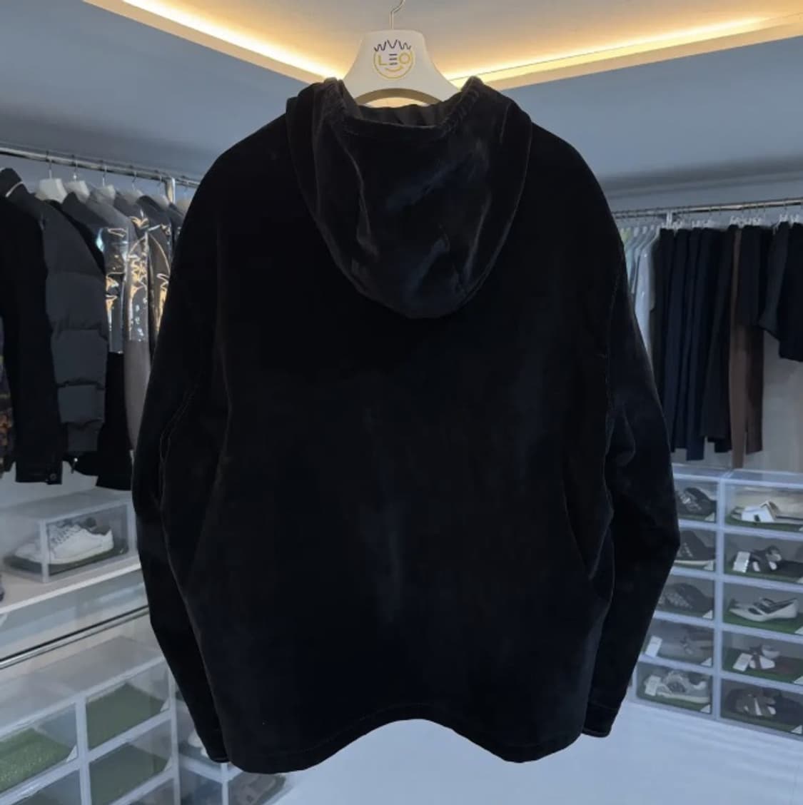 [정품] 프라다 하이엔드 벨벳 집업 후드 블랙 XXL  상품이미지2