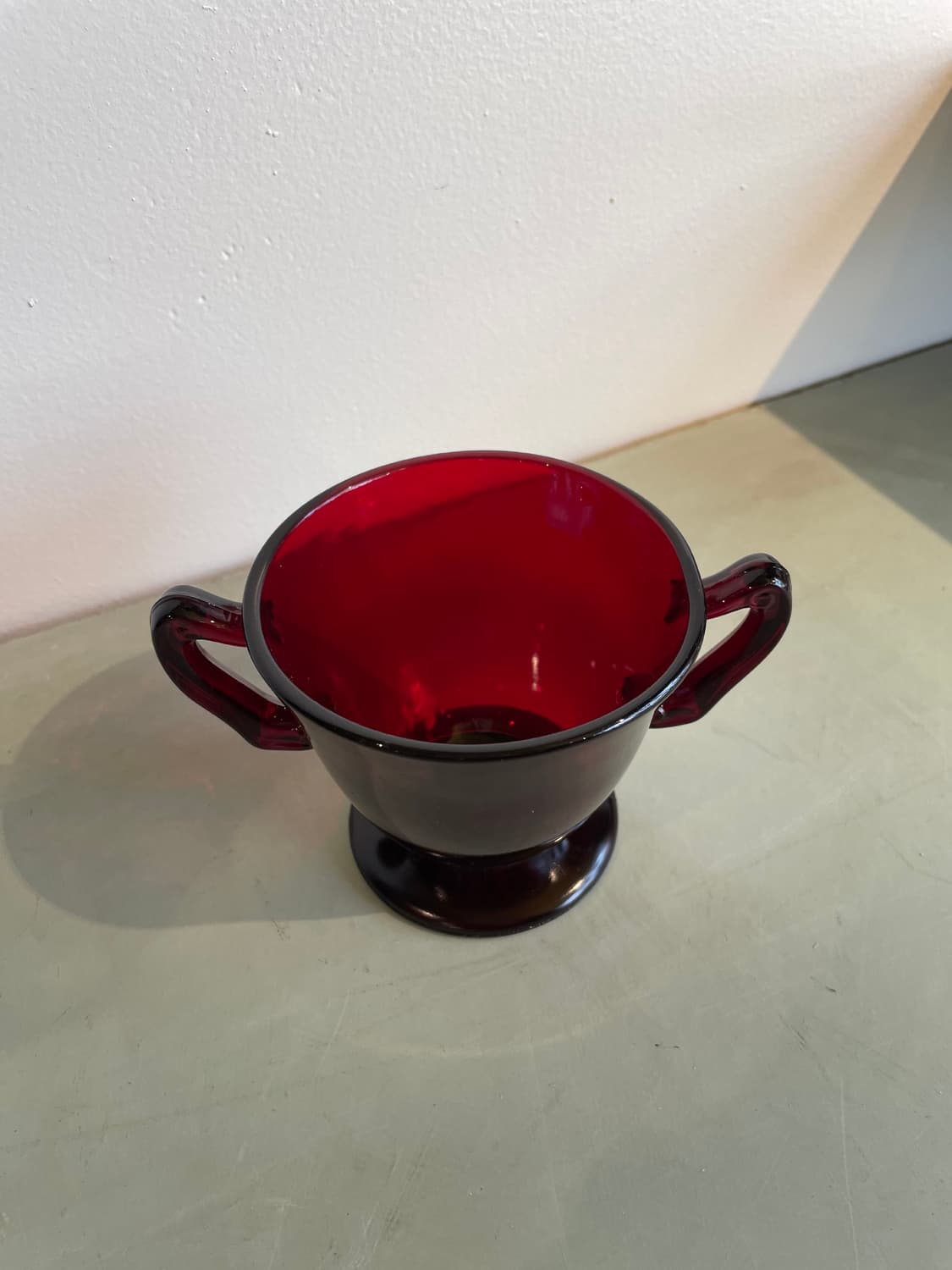 빈티지 루비레드 숏 양손 핸들 글라스 상품이미지4