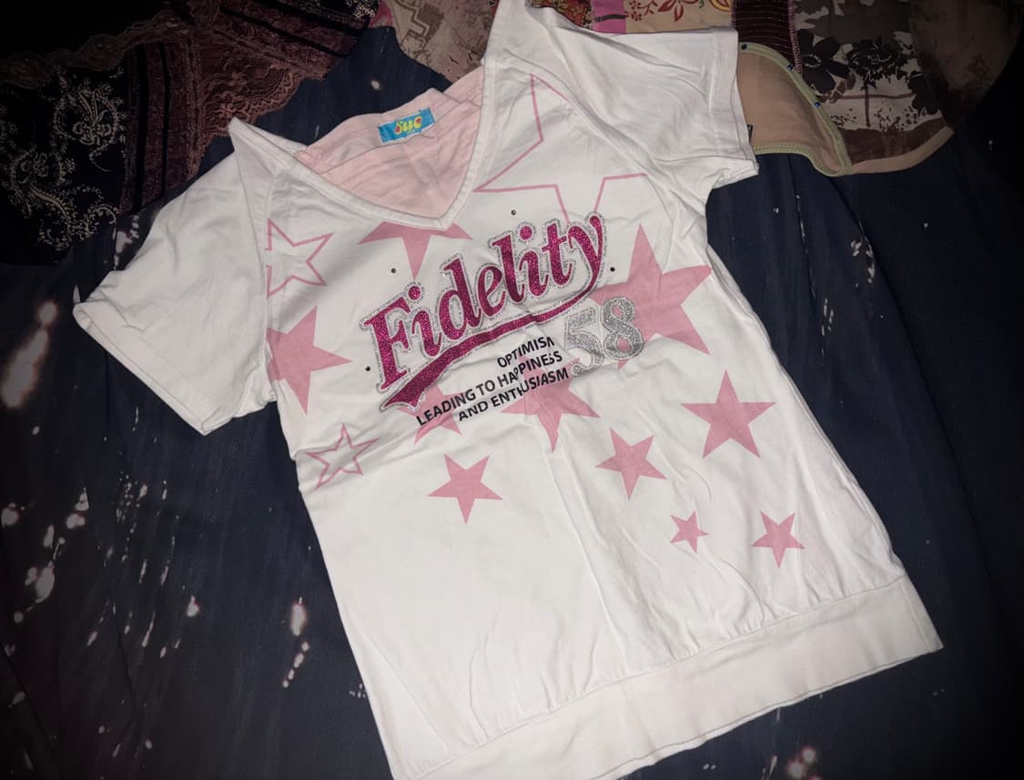 빈티지 키치 y2k 핑크 레터링 스타 반팔 2000s 상품이미지1