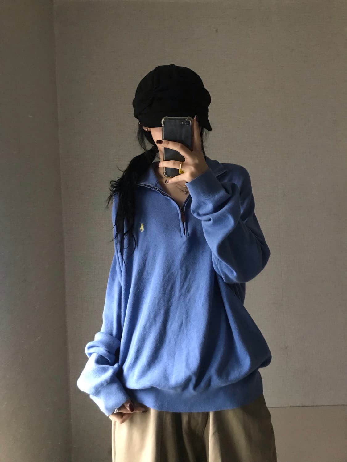 폴로 연하늘 코튼 반집업 상품이미지1