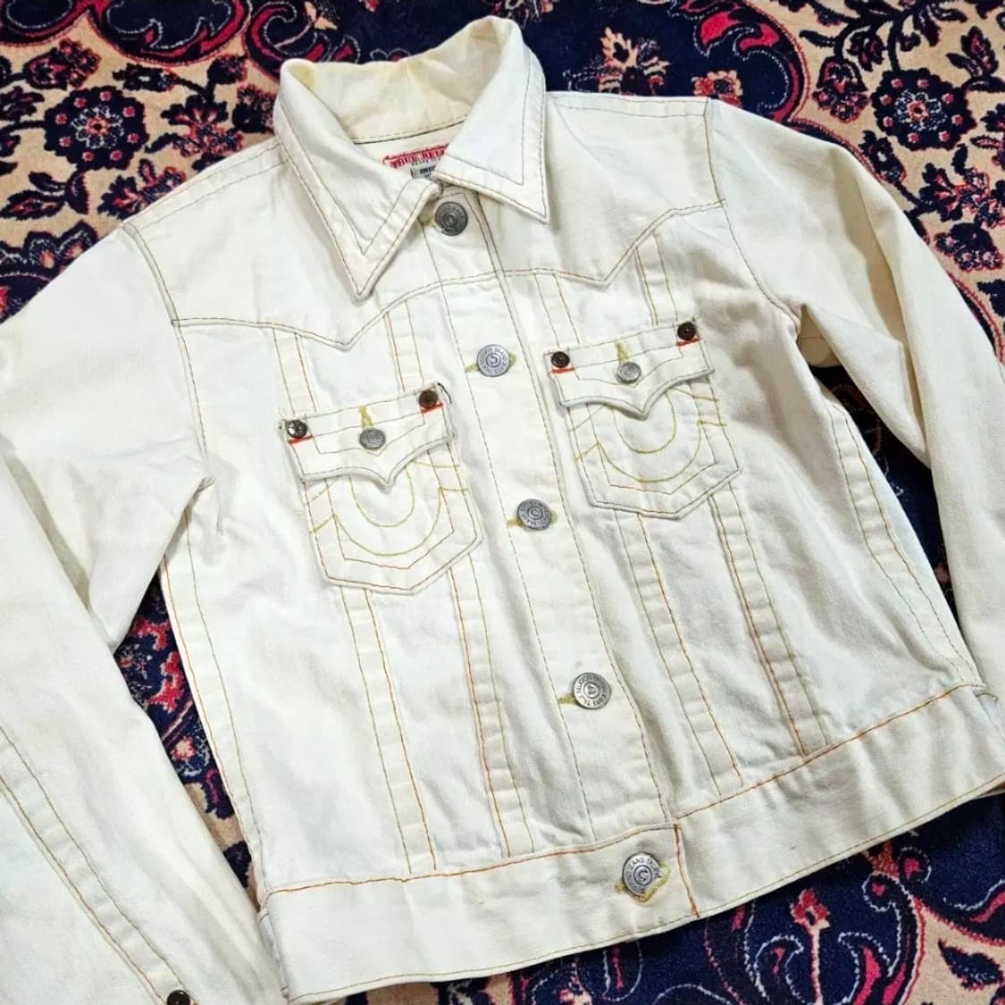 트루릴리젼 y2k 빈티지 JIMMY 화이트 숏 데님자켓 S size 상품이미지3