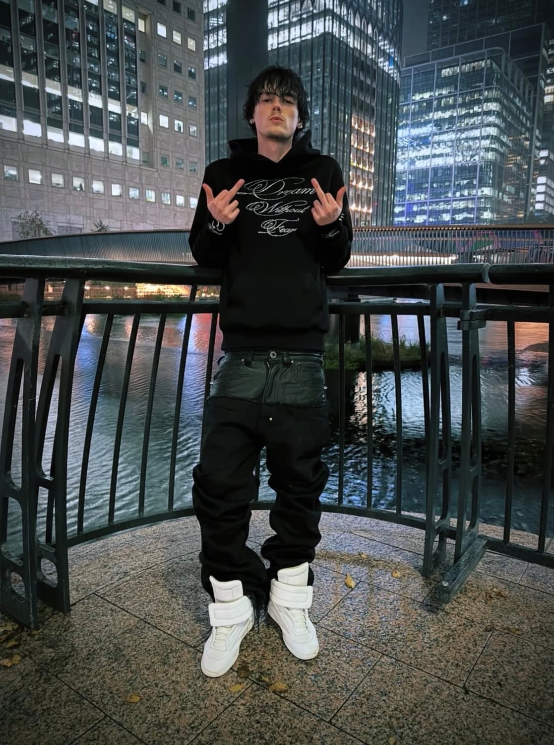 더블 레이어드 레더 & 데님 팬츠 상품이미지3