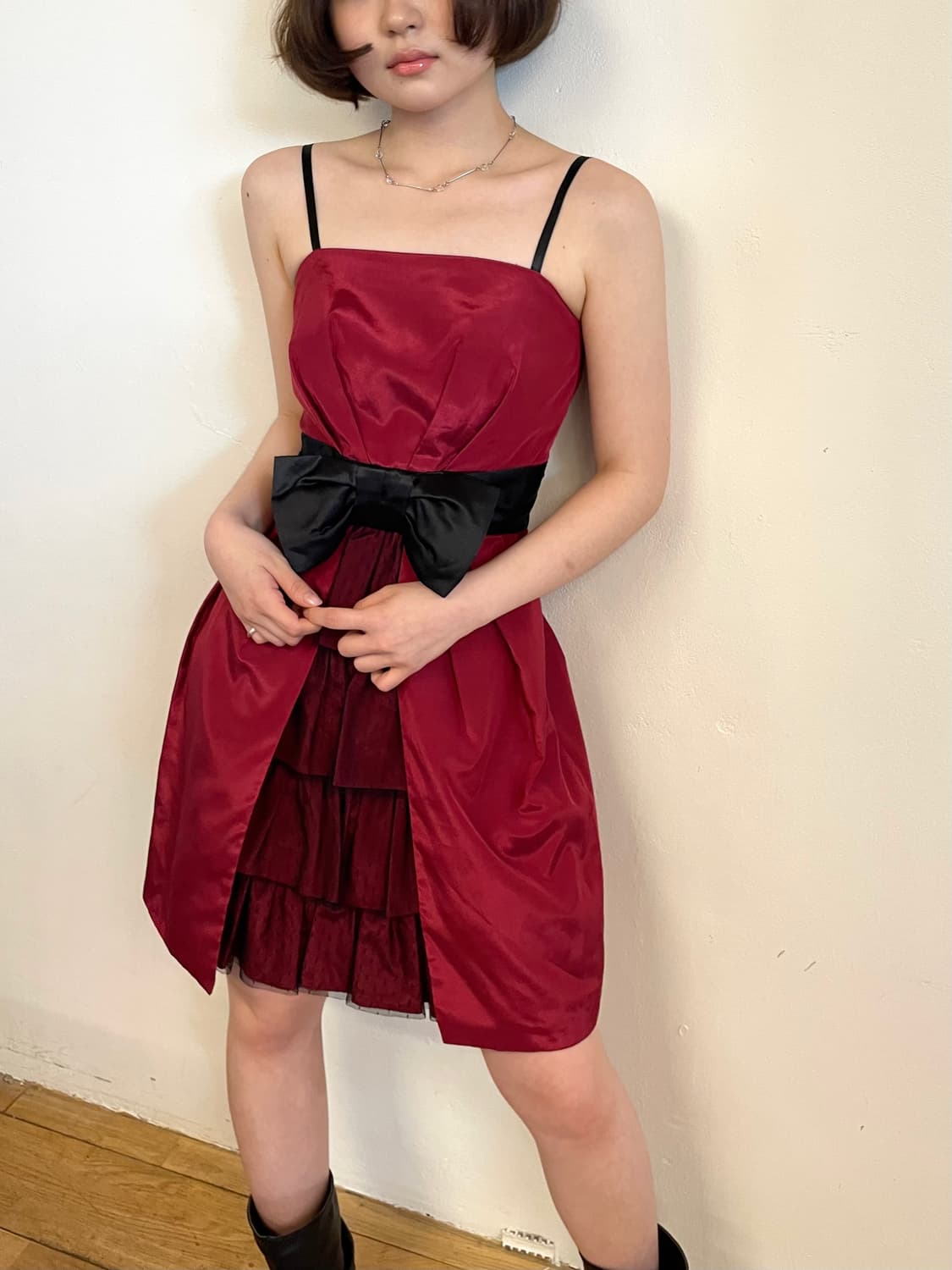 ribbon corset dress 상품이미지1