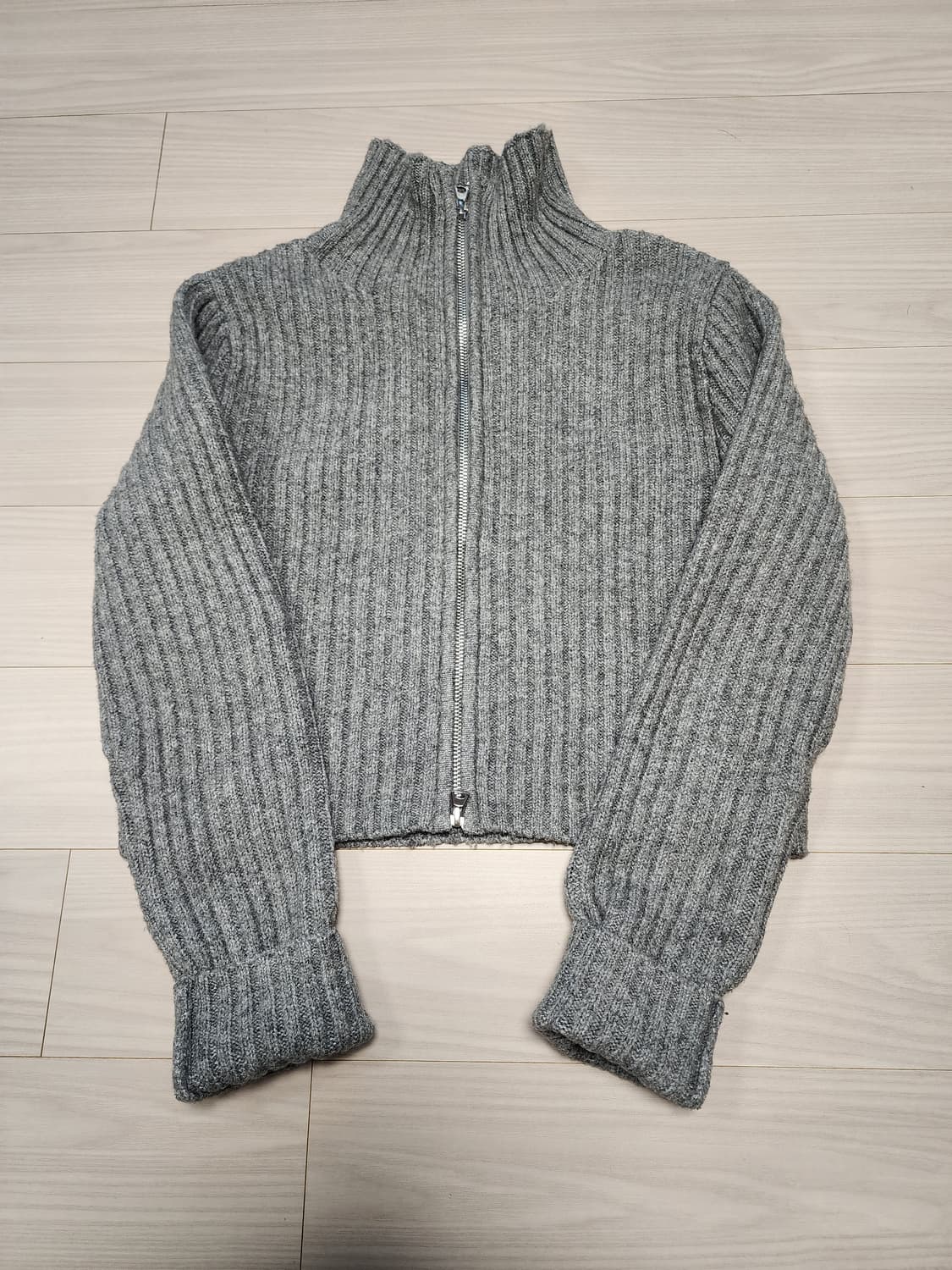 에이세컨즈 골지 니트 짚업 가디건티 상품이미지7