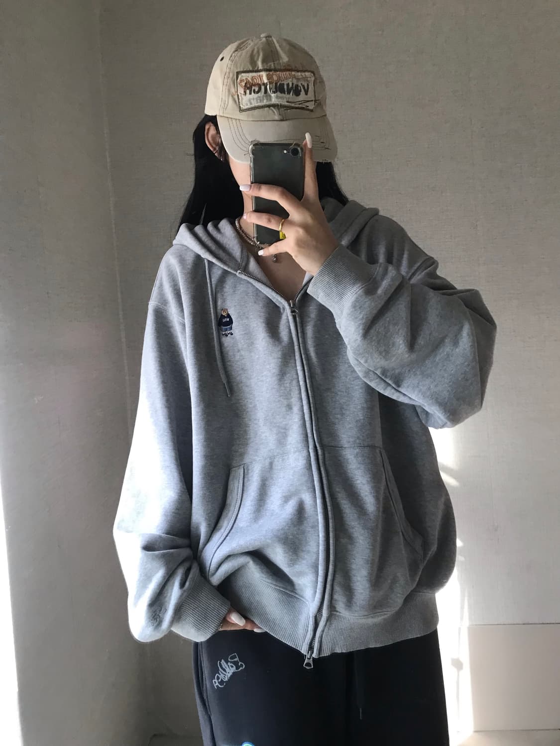 후아유 그레이 베어 후드집업 상품이미지4