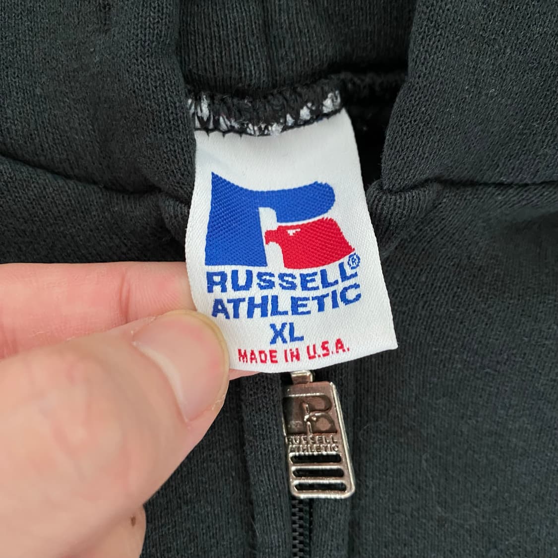 (XL) 90s 빈티지 러셀 후드집업 블랙 상품이미지2