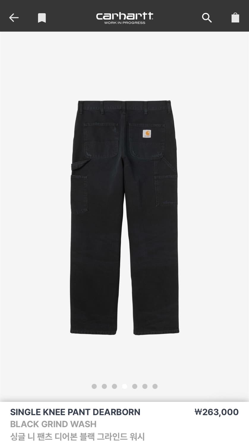 칼하트윕 싱글니 팬츠 디어본 블랙 32x32 상품이미지2