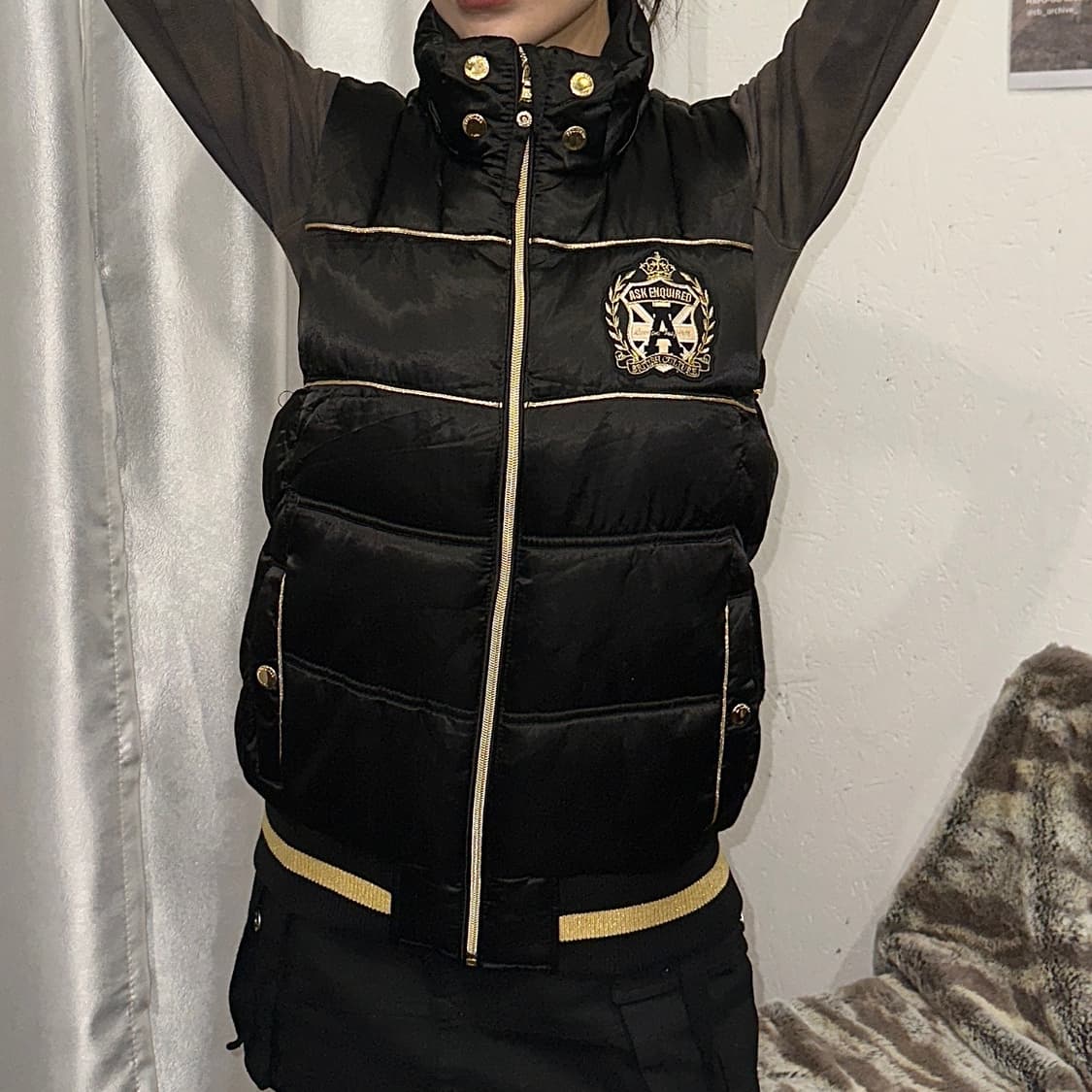 2000s 빈티지 ASK ENQUIRED 블랙 패딩 베스트 상품이미지1