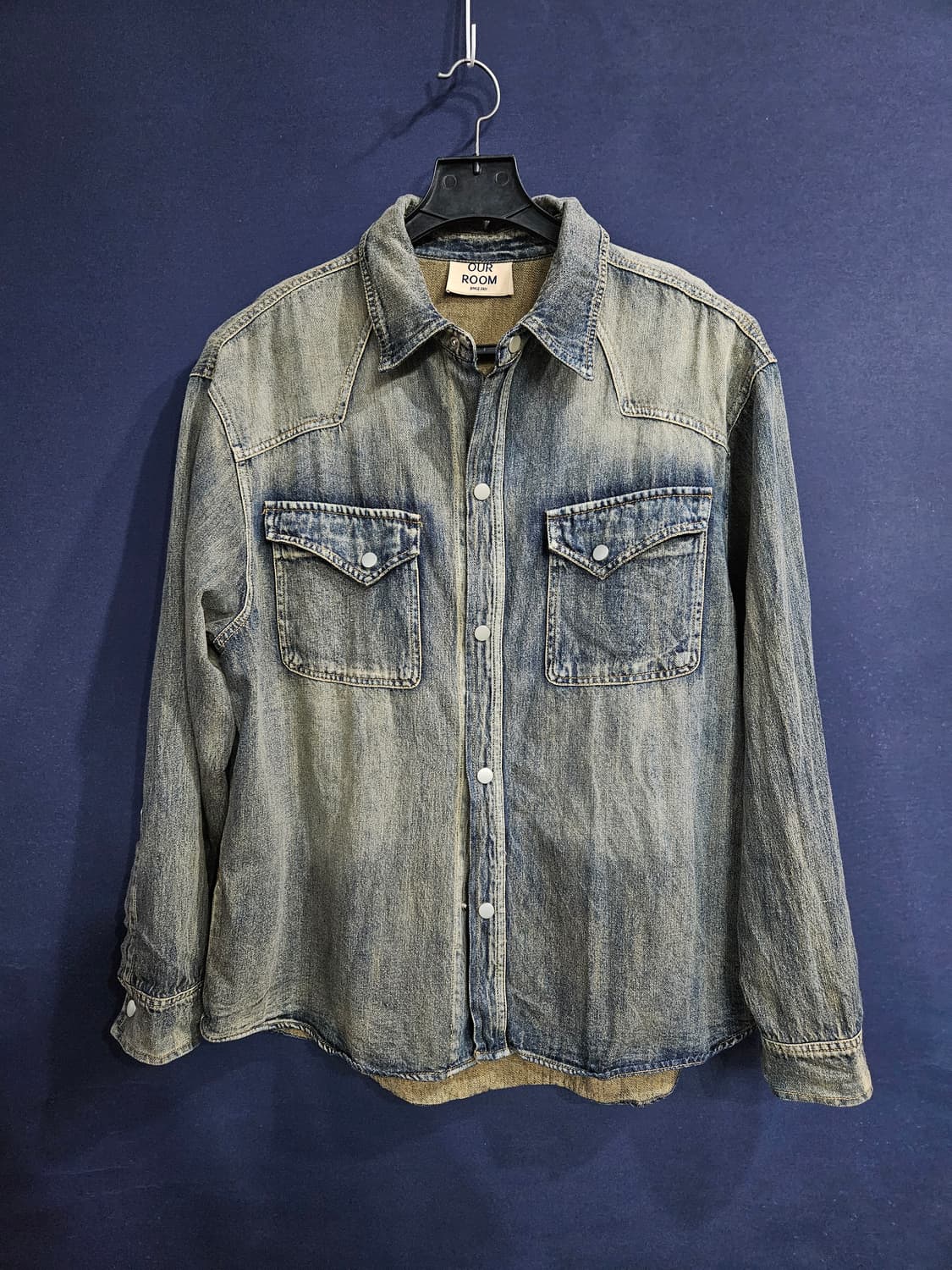 OURROOM 아워룸 네이비 남성 세미오버핏 100~105 데님 긴팔셔츠 상품이미지1