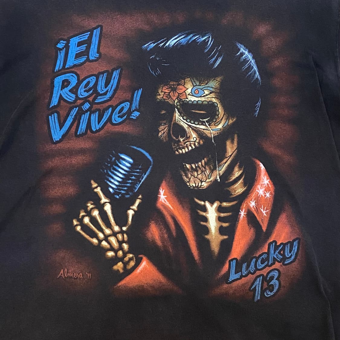 미국 빈티지 럭키13 스컬 해골 반팔티 락티셔츠 상품이미지3