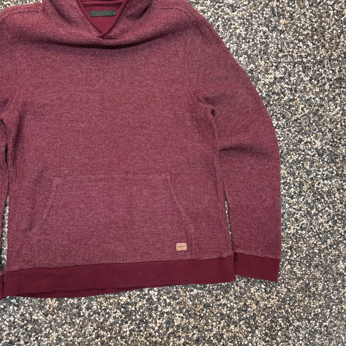 일꼬르소 젠더리스 버건디 와플 후드티 (M)   상품이미지3