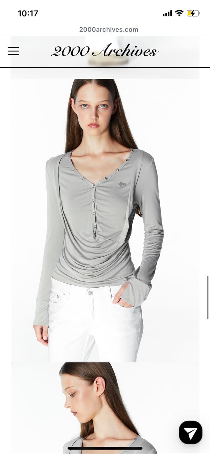 2000아카이브 드레이프 헨리탑 상품이미지2