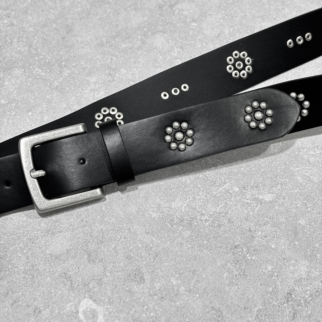 Oribell 데이지 플라워 스터드 이탈리아 소가죽 웨스턴 벨트 상품이미지4
