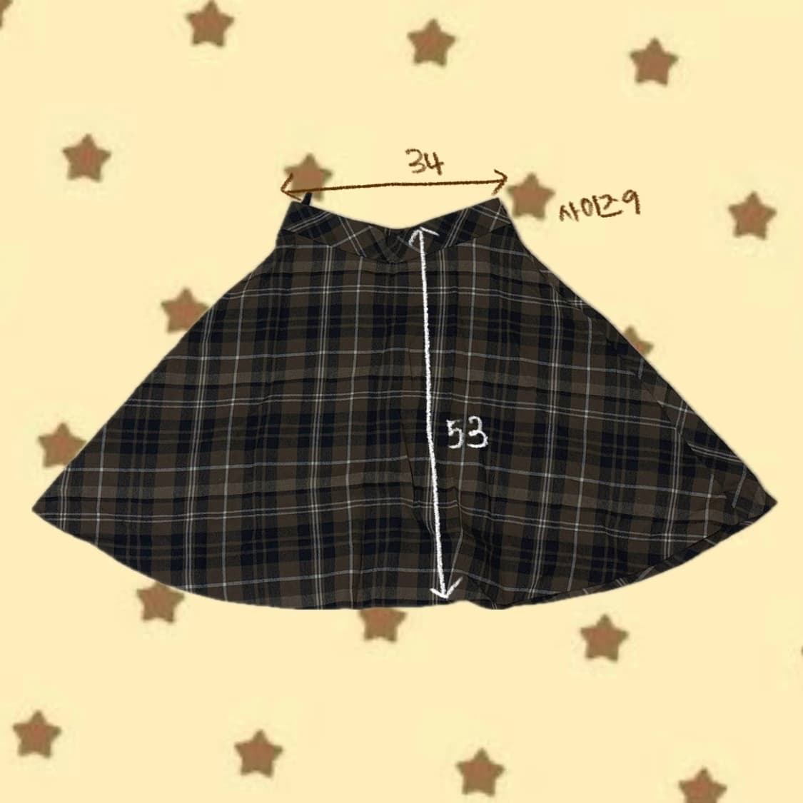 빈티지 브라운 체크 미디 스커트 상품이미지3