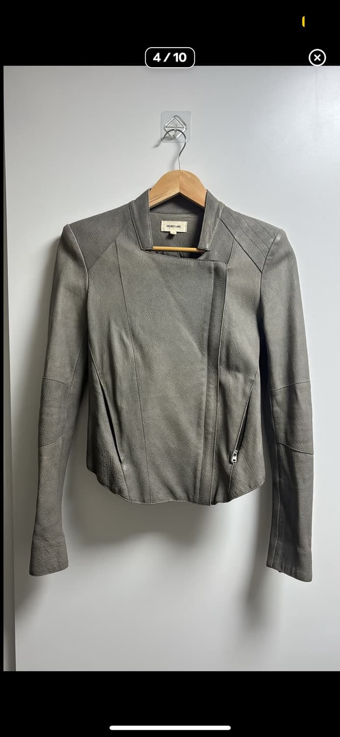 헬무트랭 그레이 램스킨 라이더 자켓 상품이미지4