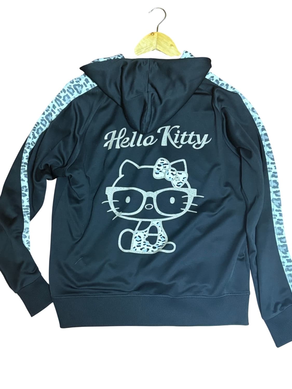 헬로키티 블랙 후드 집업 점퍼 레오파드 상품이미지1