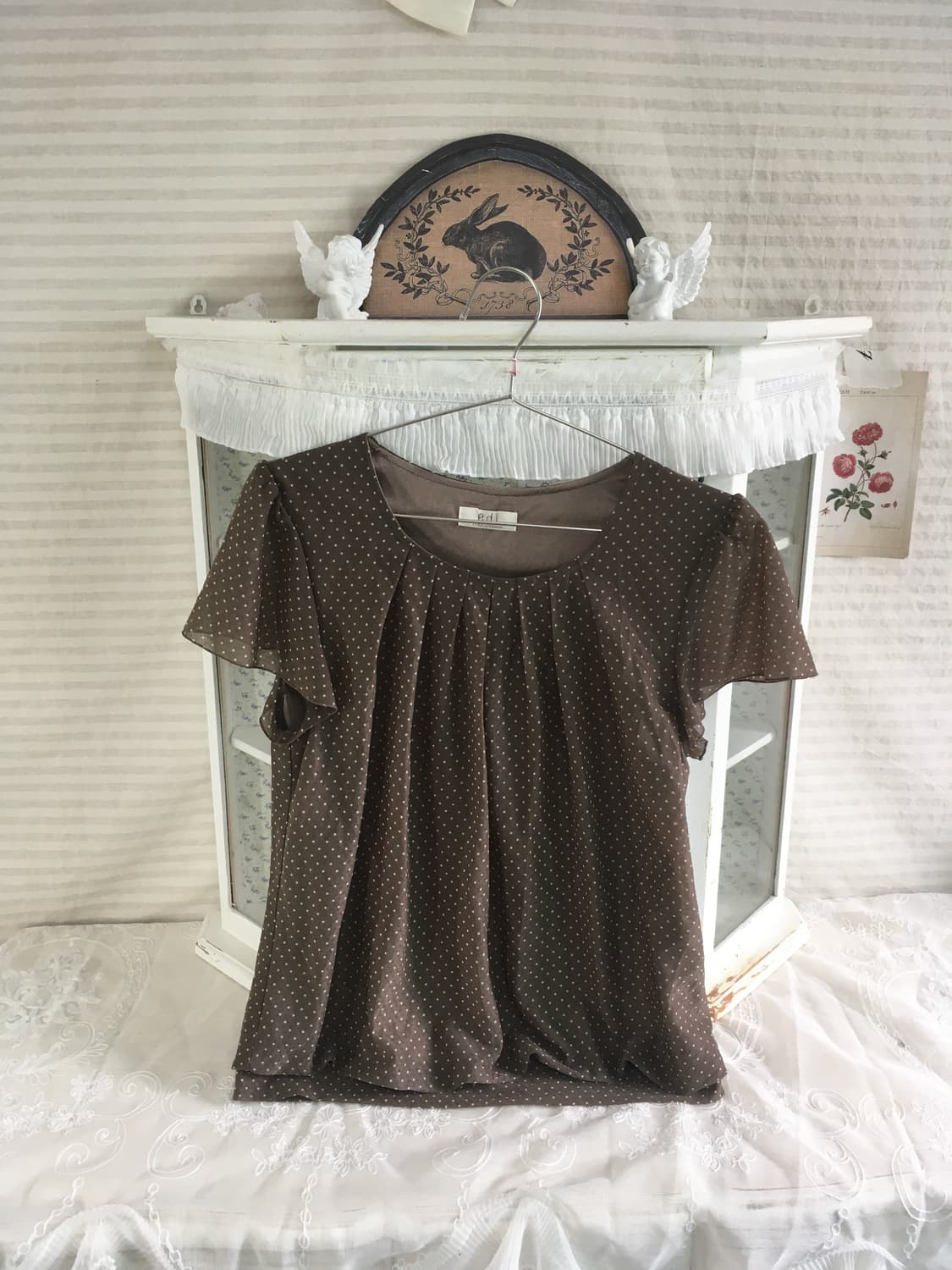 빈티지 브라운 도트 블라우스 상품이미지1