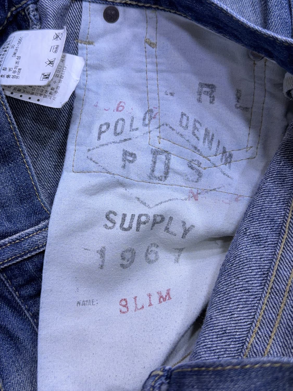 데님앤서플라이 랄프로렌 슬림핏 페인팅 데미지 데님팬츠 30 상품이미지7