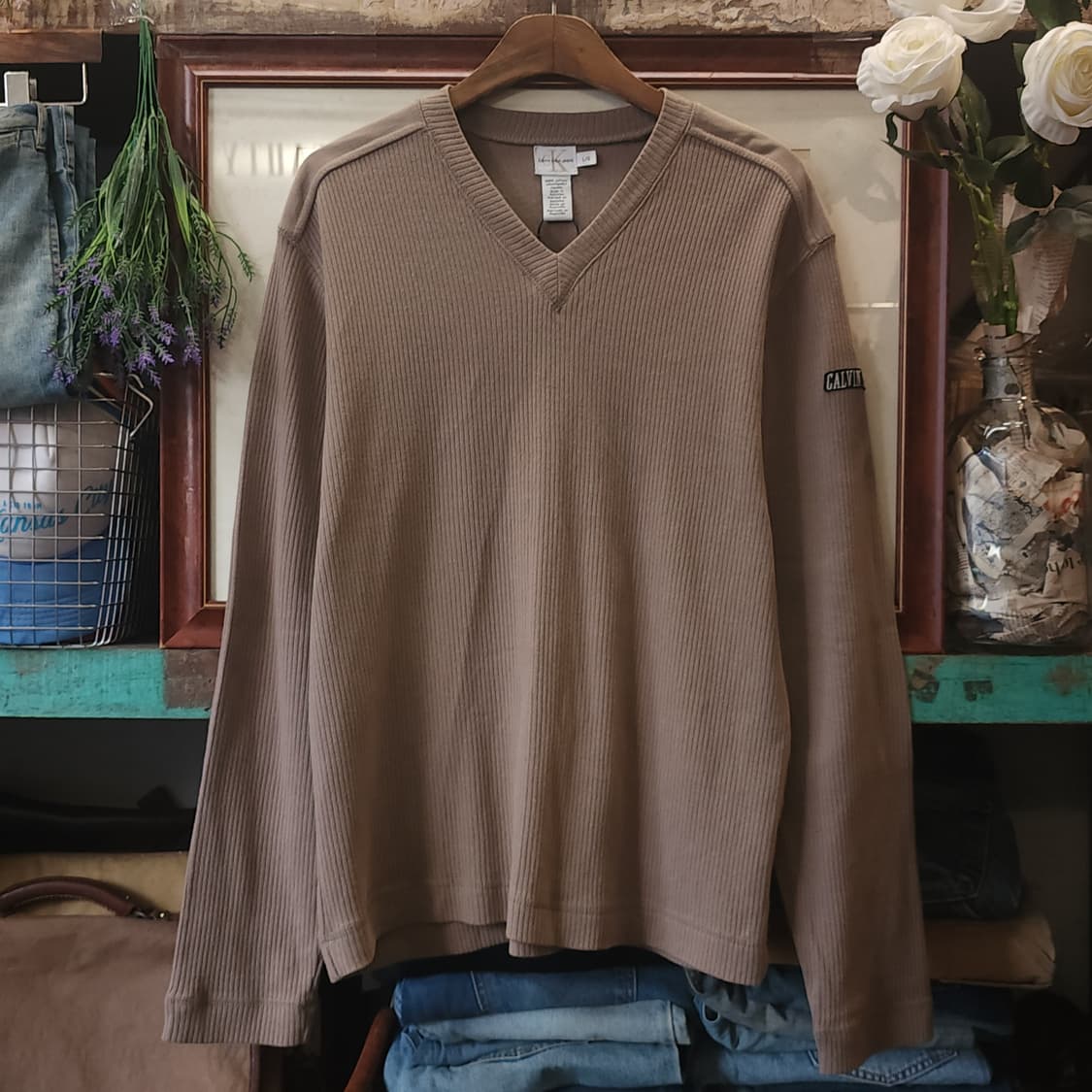 00s 켈빈클라인 코만도 롱슬리브 스웻셔츠 맨투맨 베이지 L 상품이미지1