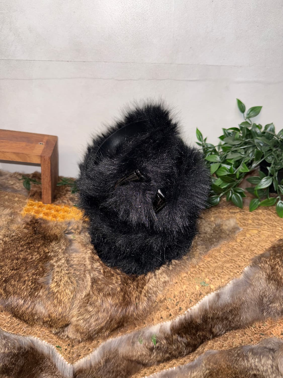 Black faux fur buckle belt 상품이미지2