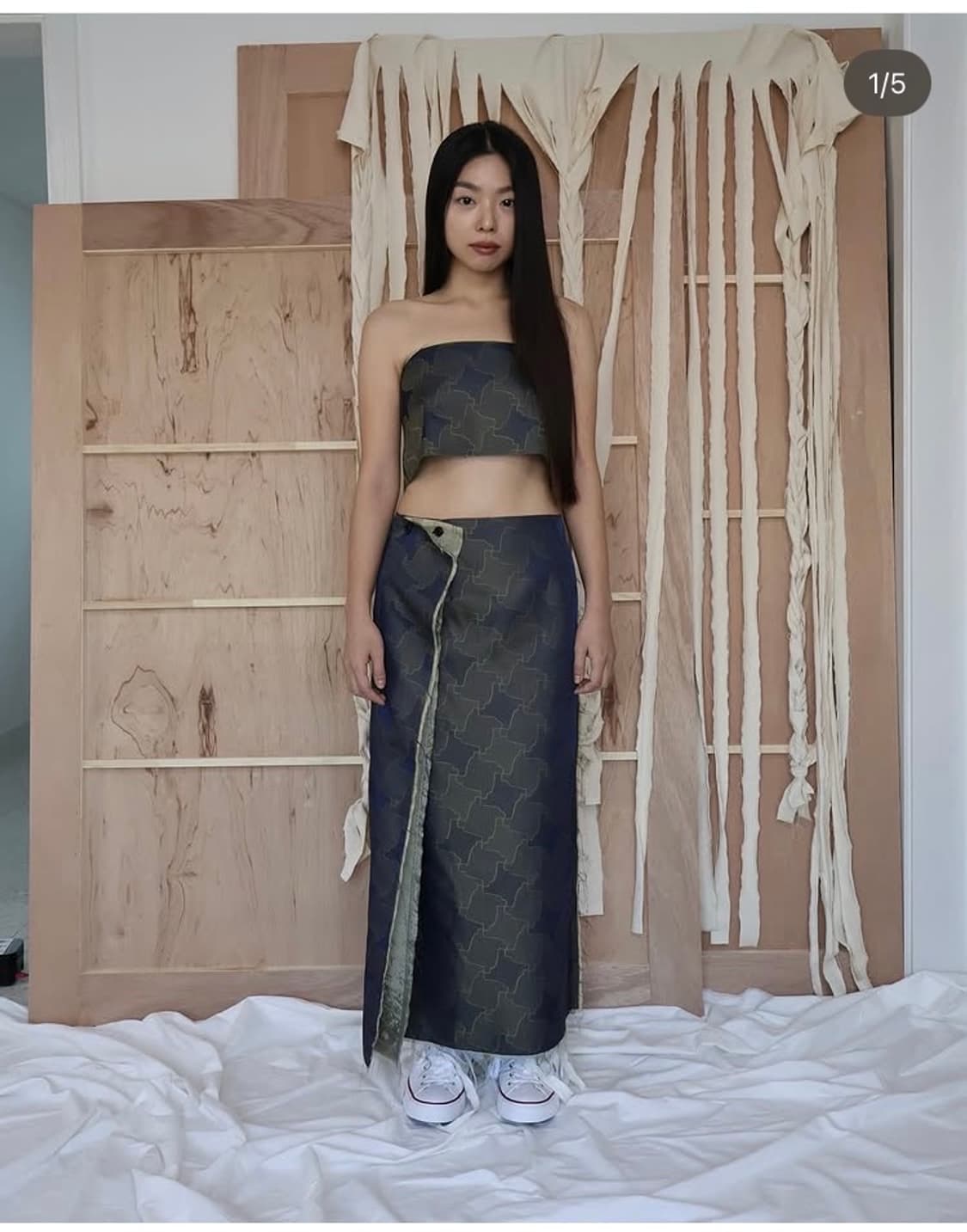 0tape 자카드 맥시 스커트 상품이미지1