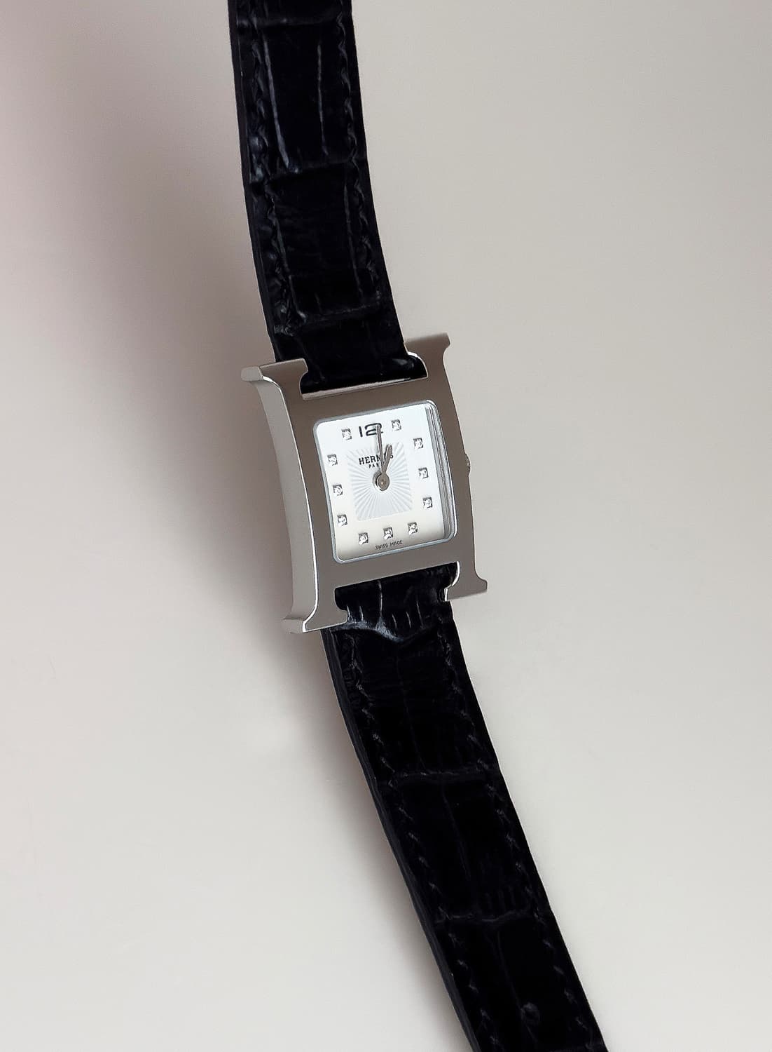 에르메스 H아워 다이아 화이트 쉘 시계 상품이미지8