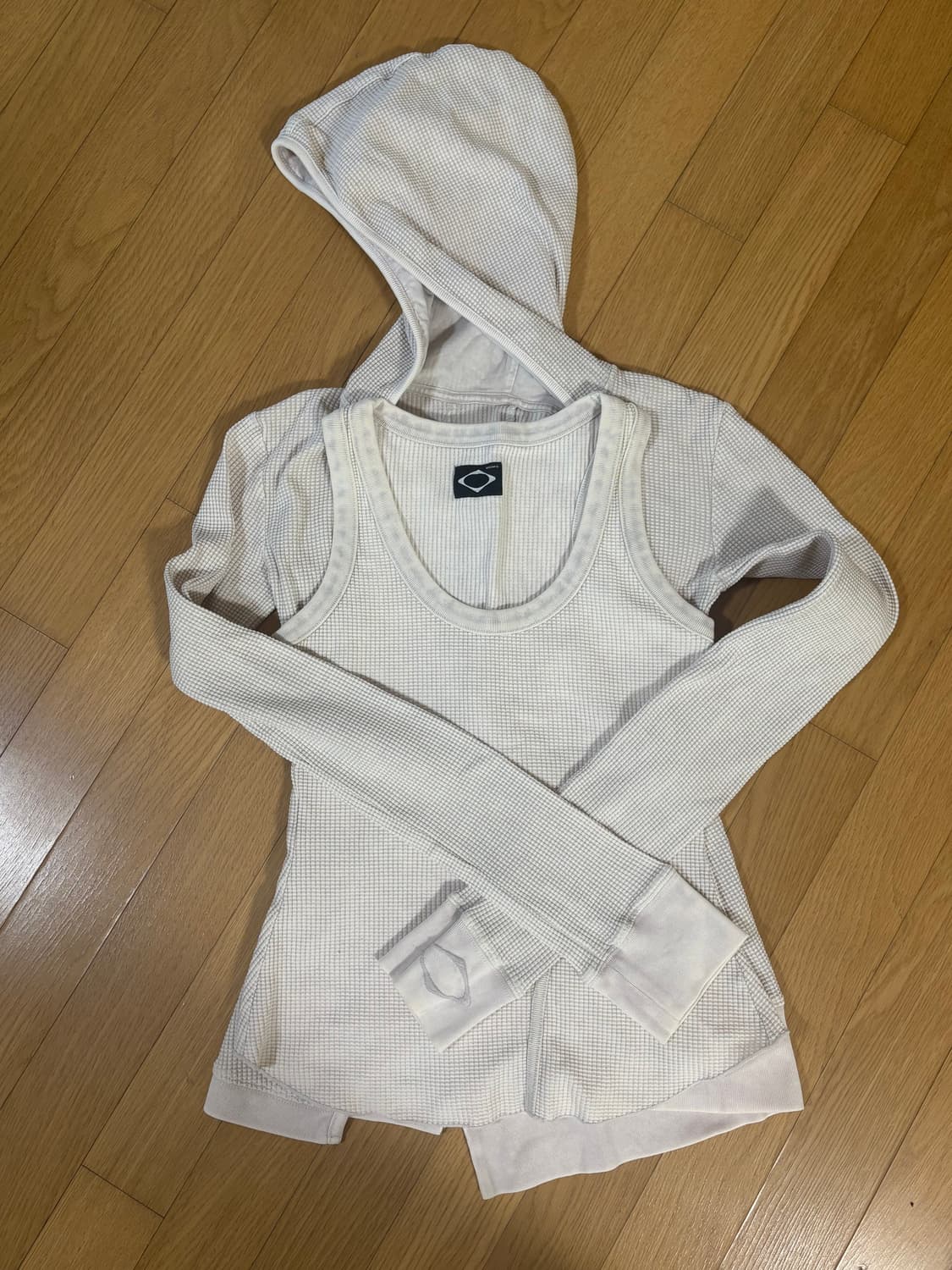 미스치프 레이어드 와플 후드 세트 블리치드 베이지 상품이미지1