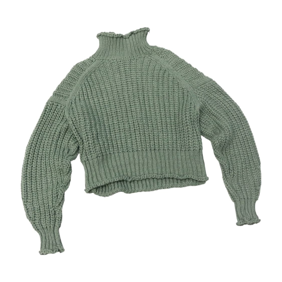 세이지 그린 청키 크롭 터틀넥 니트 상품이미지1