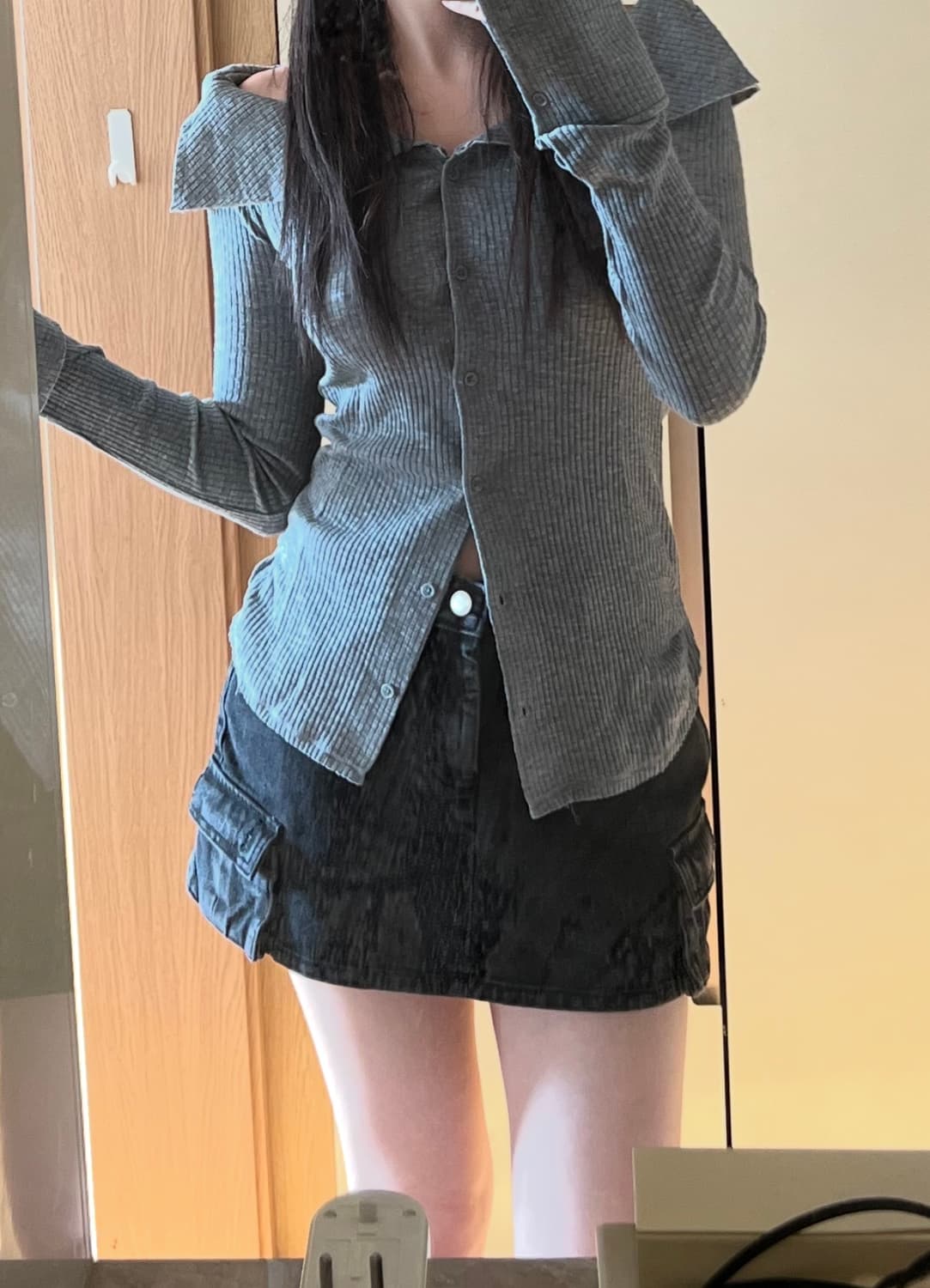 다이애그널 카고 데님 스커트 상품이미지1