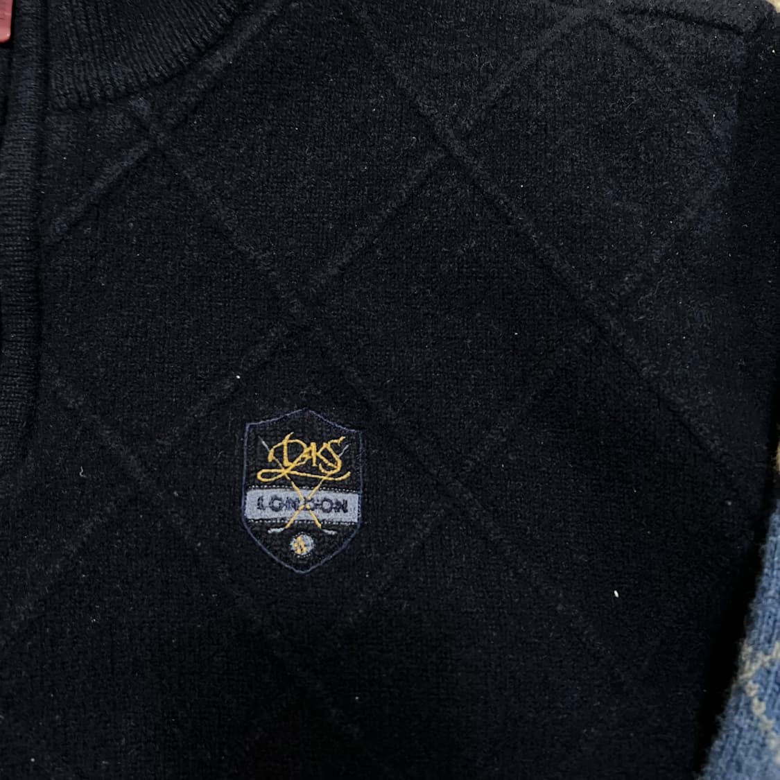 닥스 아가일 체크 패턴 방풍 반집업 니트 [블랙] L/100 상품이미지4