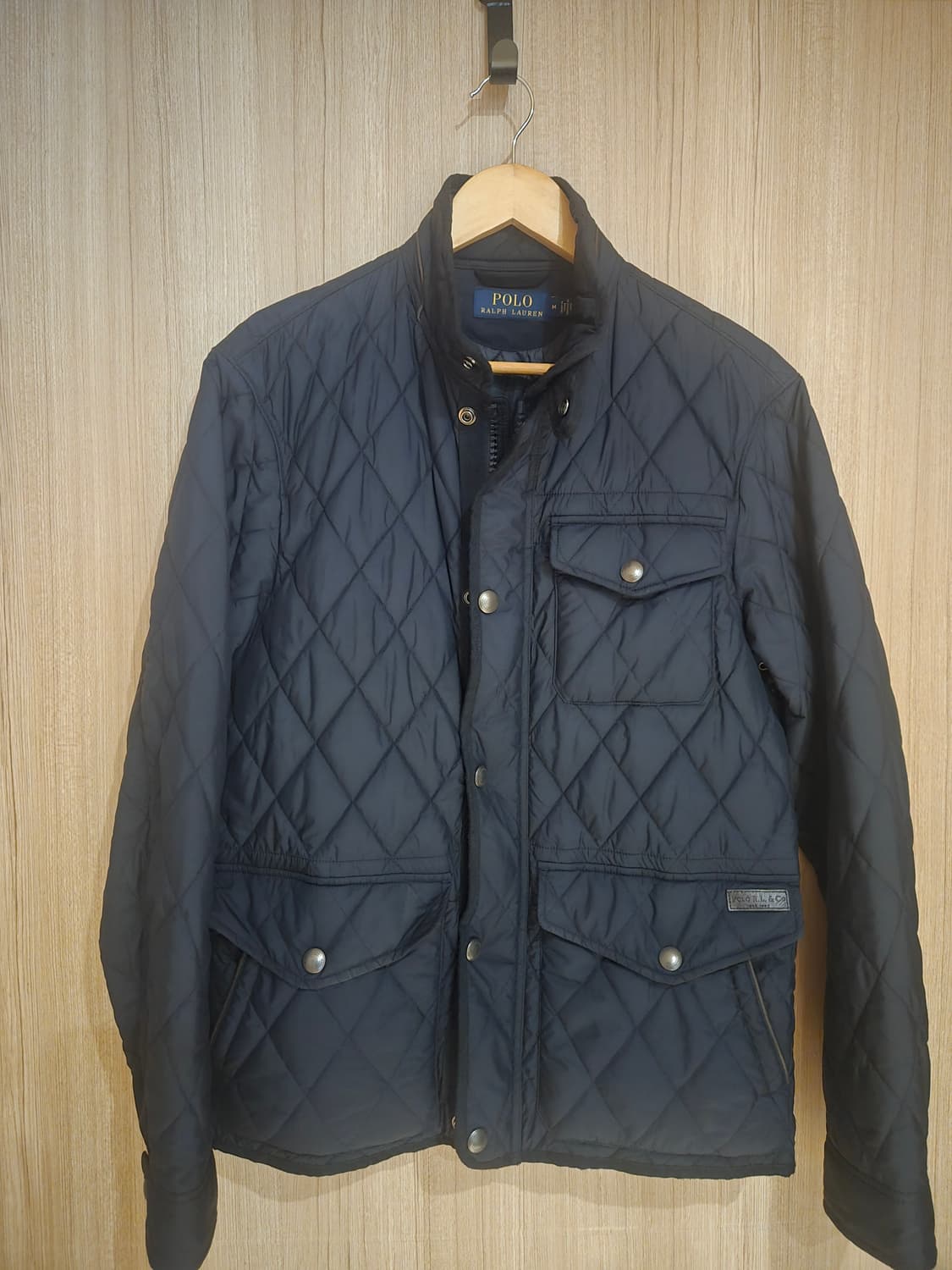 [1회착] 폴로 랄프로렌 퀼팅 워커 재킷 네이비 (가죽 패치 디테일) - 상품이미지1