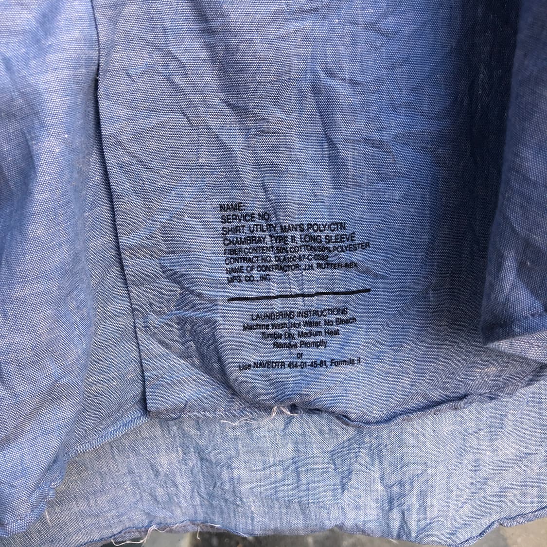 80s USN Chambray Shirt-L 상품이미지4