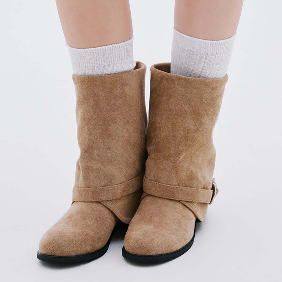 슈펜 버클폴딩미들부츠 베이지 상품이미지2