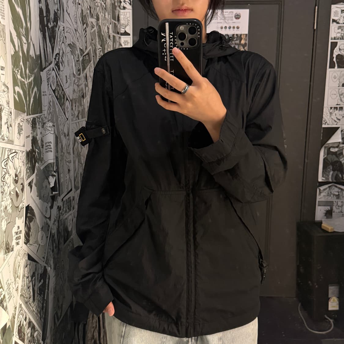 내셔널지오그래픽 블랙 후드 바람막이 자켓 상품이미지1