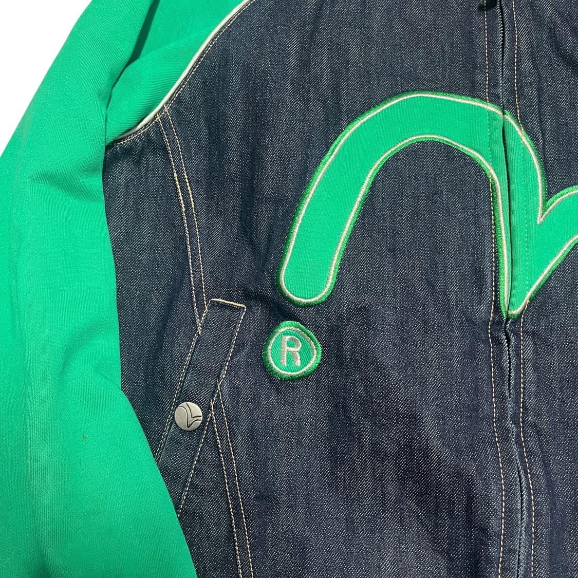 에비수 데님 배색 올드스쿨 빅로고 집업 자켓  상품이미지4