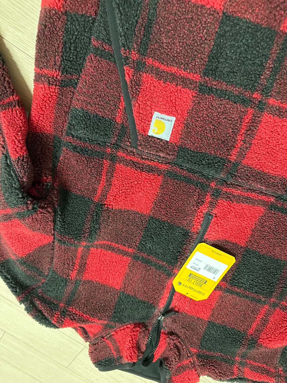 칼하트 후리스 짚업 자켓 m (블랙, 레드) 상품이미지4