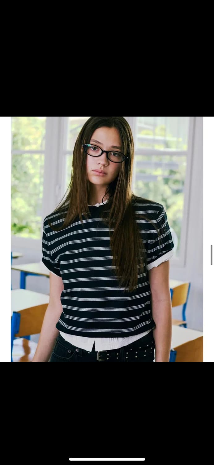 로우클래식 스트라이프 크루넥 니트 - 블랙 LC252KN06NB 상품이미지1