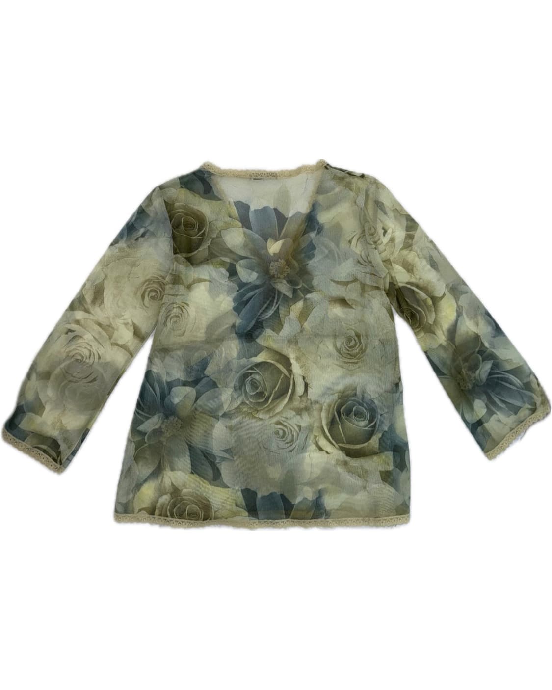 빈티지 모리걸 패턴 시스루 레이어드티 상품이미지2