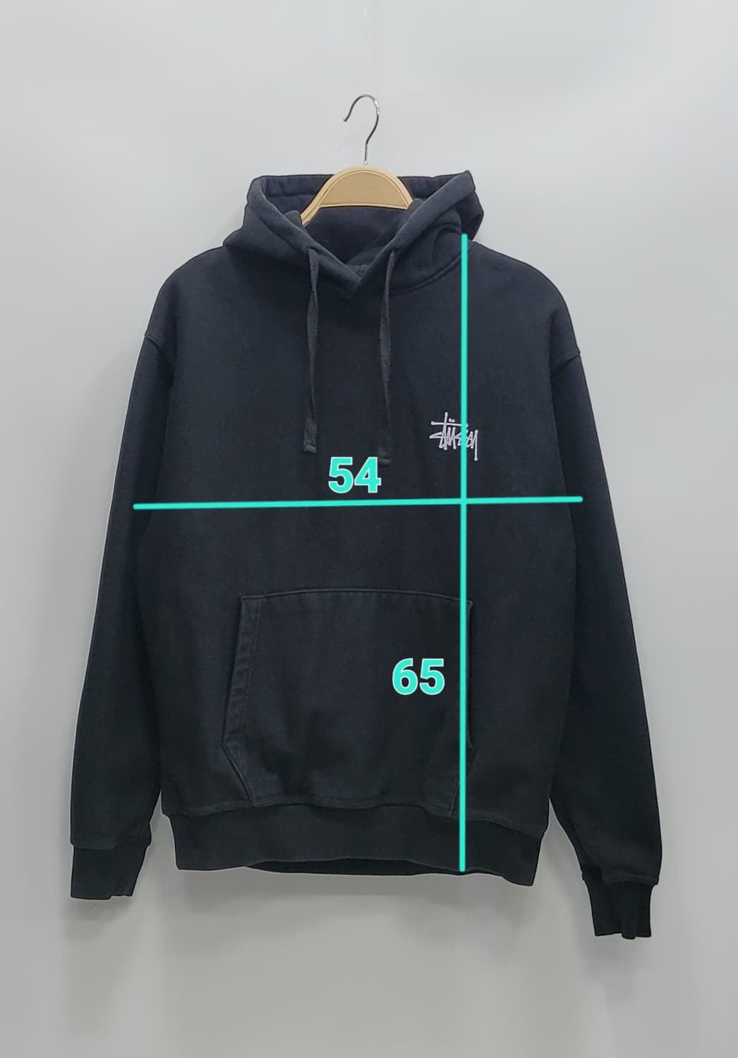 STUSSY 22SS 스투시 베이직 로고 기모 후드 / 남 S 블랙  상품이미지10