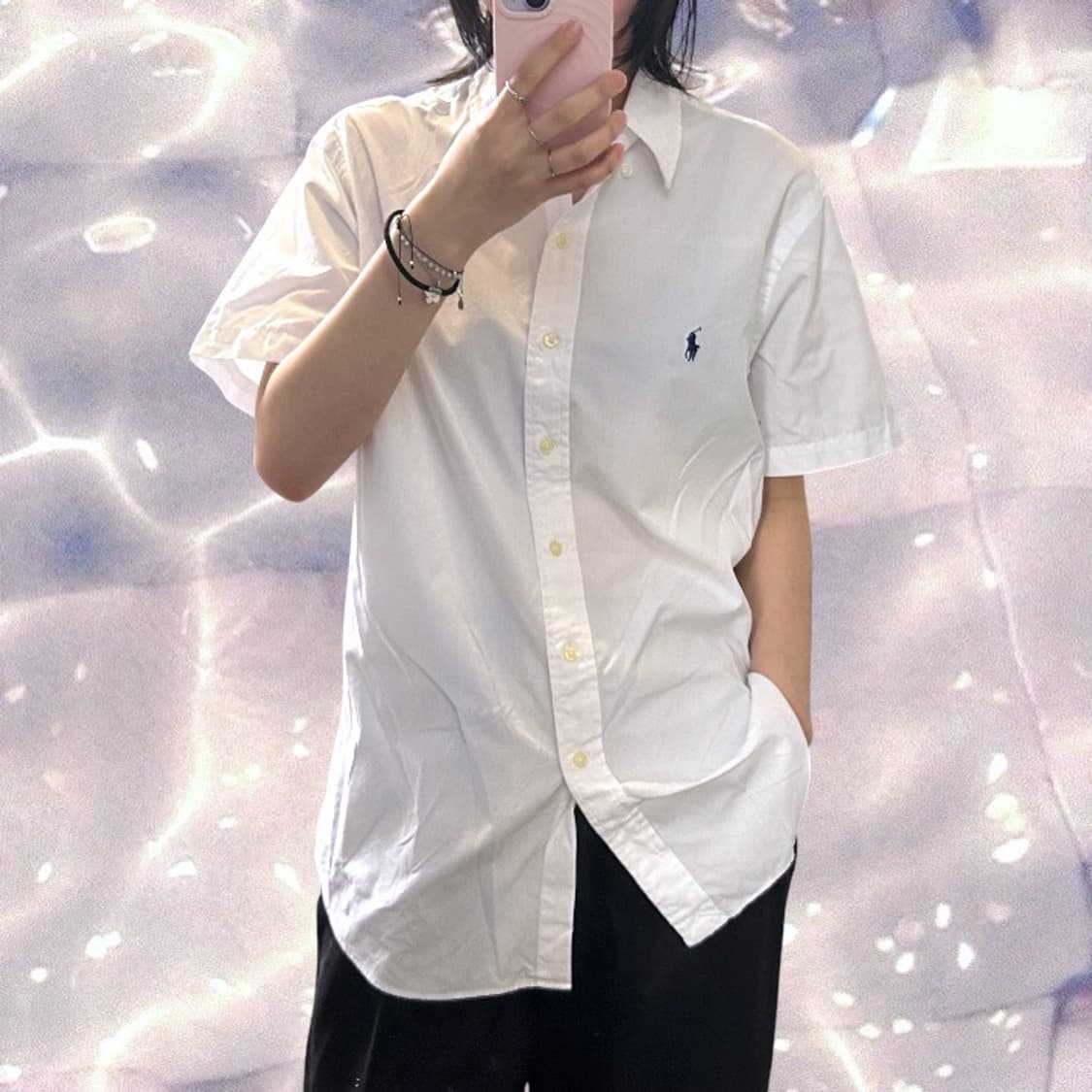 폴로 랄프로렌 신형 반팔 셔츠 화이트 M   상품이미지1