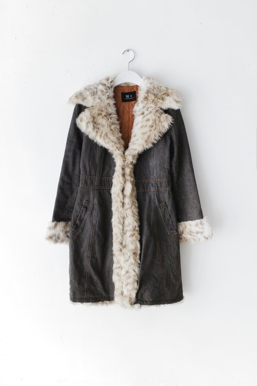 denim long fur jacket 상품이미지1