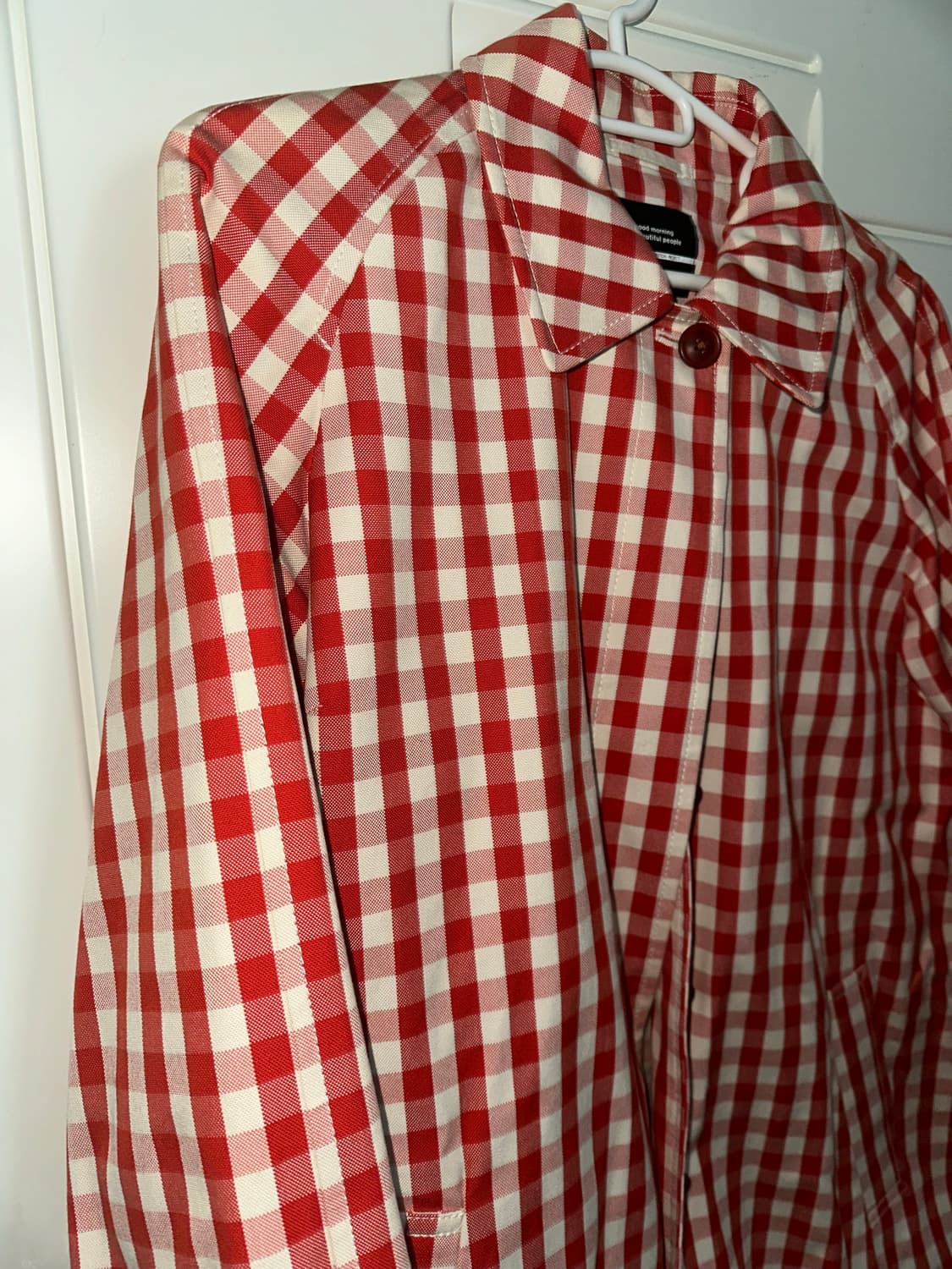 Uniqlo유니클로 레드 깅엄체크 코트 상품이미지4